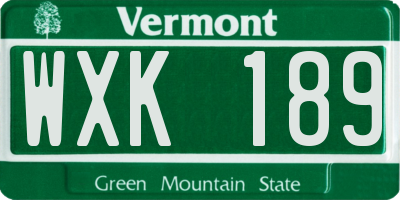 VT license plate WXK189