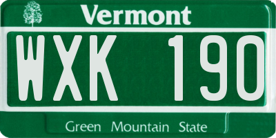 VT license plate WXK190