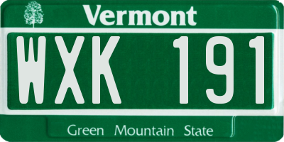 VT license plate WXK191