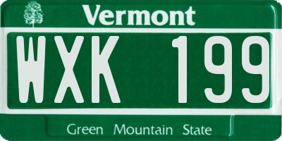 VT license plate WXK199