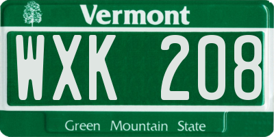 VT license plate WXK208