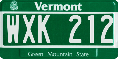 VT license plate WXK212