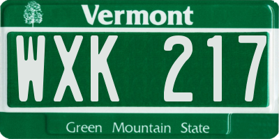 VT license plate WXK217