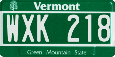 VT license plate WXK218