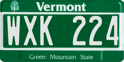 VT license plate WXK224