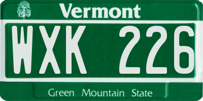 VT license plate WXK226