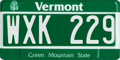 VT license plate WXK229
