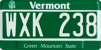 VT license plate WXK238