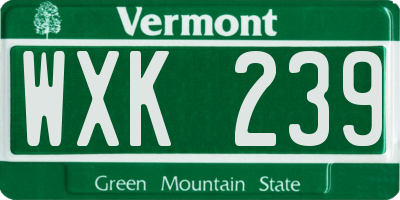 VT license plate WXK239