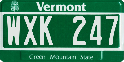 VT license plate WXK247