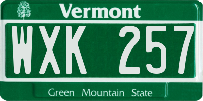 VT license plate WXK257