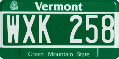 VT license plate WXK258