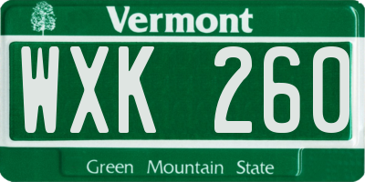 VT license plate WXK260