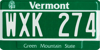 VT license plate WXK274