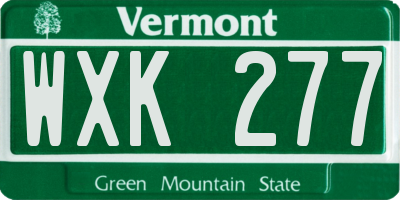VT license plate WXK277