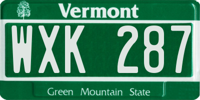 VT license plate WXK287