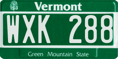 VT license plate WXK288