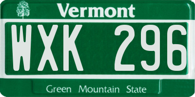 VT license plate WXK296