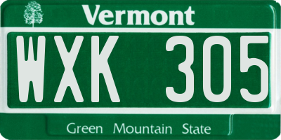VT license plate WXK305