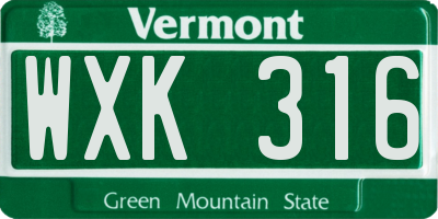 VT license plate WXK316