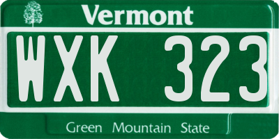 VT license plate WXK323