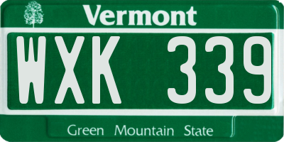 VT license plate WXK339
