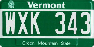 VT license plate WXK343