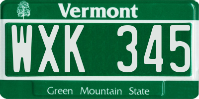 VT license plate WXK345