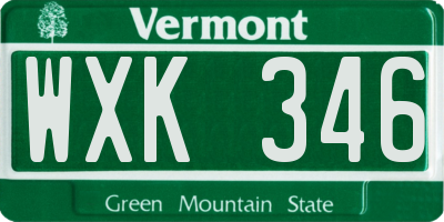 VT license plate WXK346