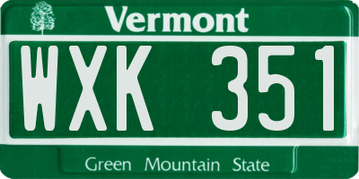 VT license plate WXK351