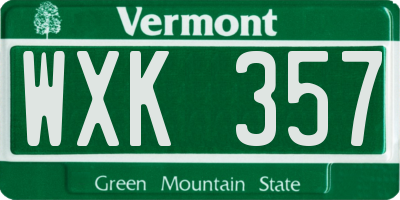 VT license plate WXK357