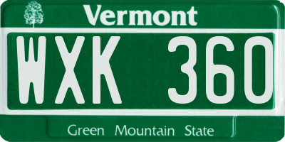 VT license plate WXK360