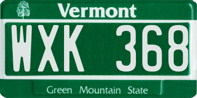 VT license plate WXK368