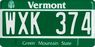 VT license plate WXK374