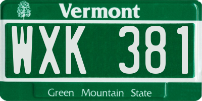 VT license plate WXK381