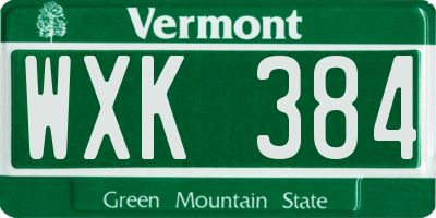 VT license plate WXK384