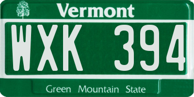 VT license plate WXK394