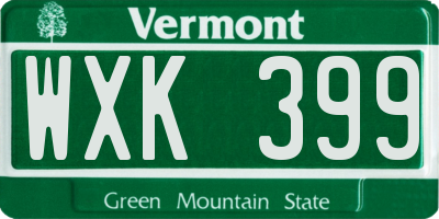 VT license plate WXK399