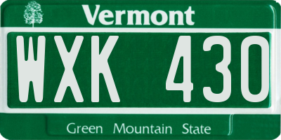 VT license plate WXK430