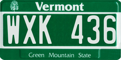 VT license plate WXK436