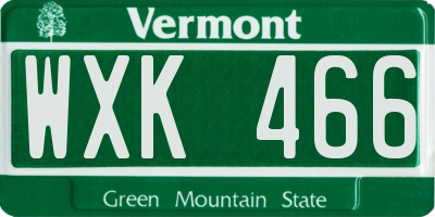 VT license plate WXK466
