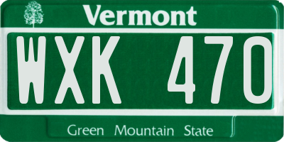 VT license plate WXK470