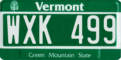 VT license plate WXK499