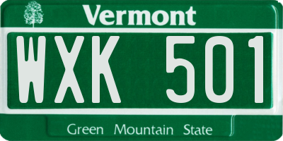 VT license plate WXK501