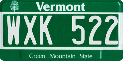 VT license plate WXK522