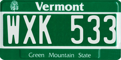 VT license plate WXK533