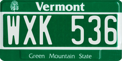 VT license plate WXK536