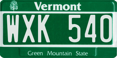 VT license plate WXK540