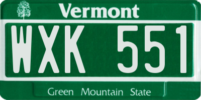 VT license plate WXK551