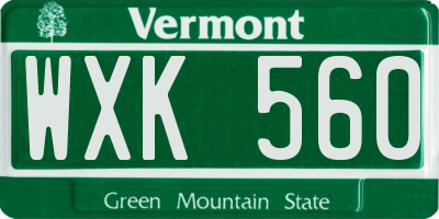 VT license plate WXK560
